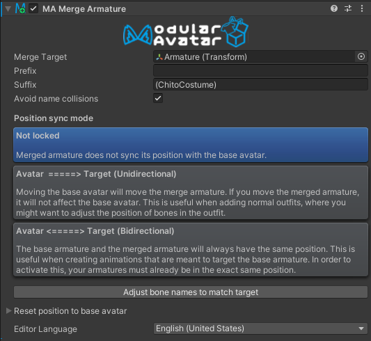 Example of Merge Armature component