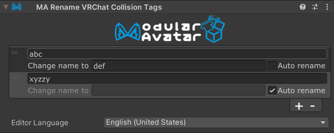 Rename VRChat Collision Tags UI