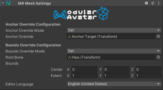 Mesh Settings コンポーネントの例